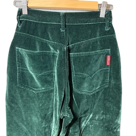 Vintage Claudio Angelli Dark Green Velvet Pants Womens 28/5 High Rise Button Fly - Picture 8 of 14